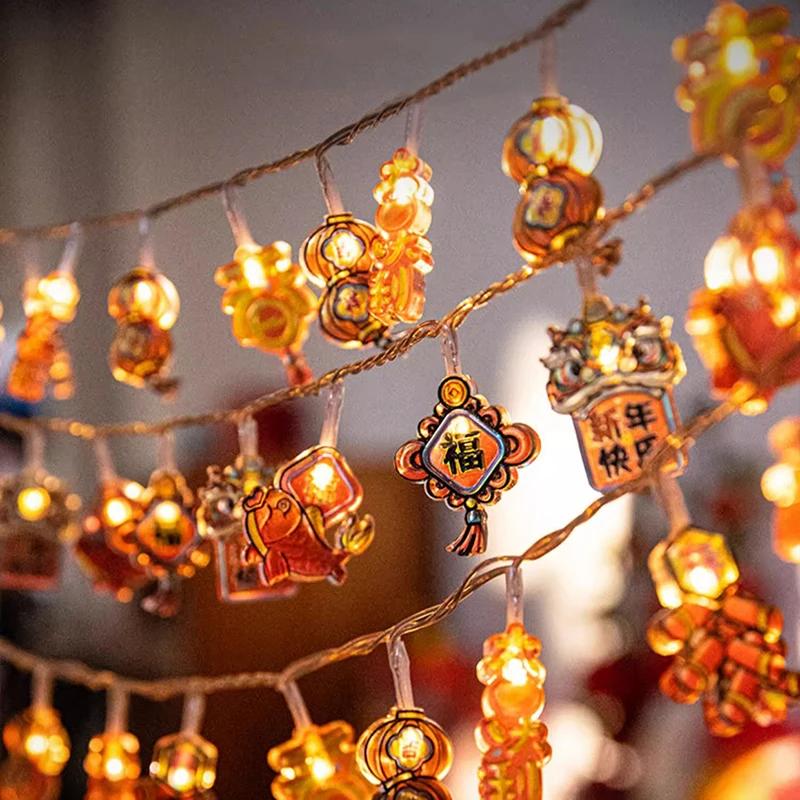 1.6M 10Led Chinese Spring Festival String Lights Hanging Ornaments Home  Year Bedroom Living Room Decoration Party Supplies