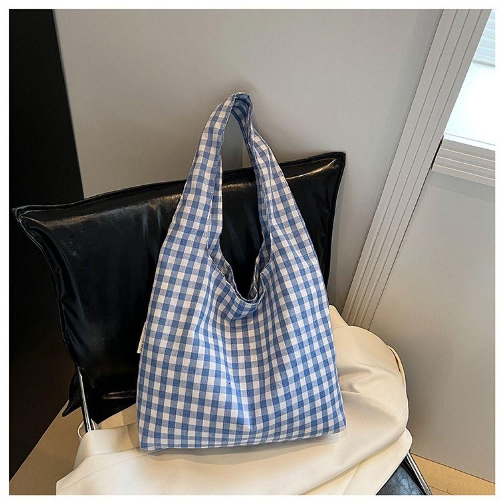 Large Capacity Plaid Underarm Bags Vintage Women's Handbag Sweet Single Shoulder Bag  Shopping