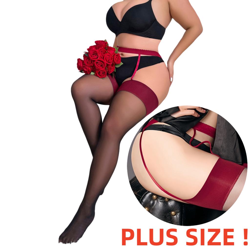 50-120KG Hot Sexy Pantyhose Plus Size Stockings with Garter for Oversize Women Fishnet Black Thigh High Tights XXXXXL