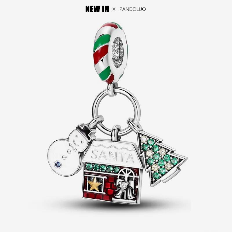 New In Christmas Series Charm Beads Fits Pandach Original Bracelet For Women Copper Pendant Bead Jewelry Festival Gift