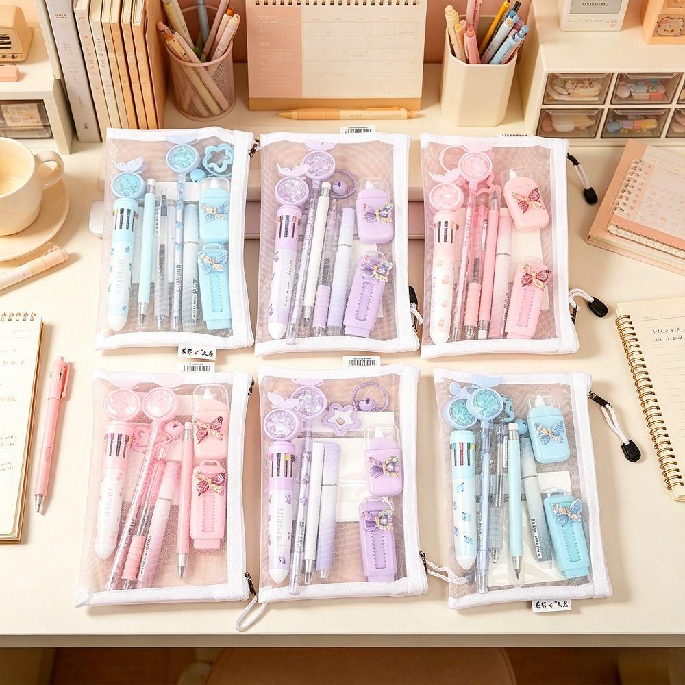 10pcs/Set Butterfly Series Writing Tool Kit Plastic Gel Pens Correction Tape  Children's Day Gifts