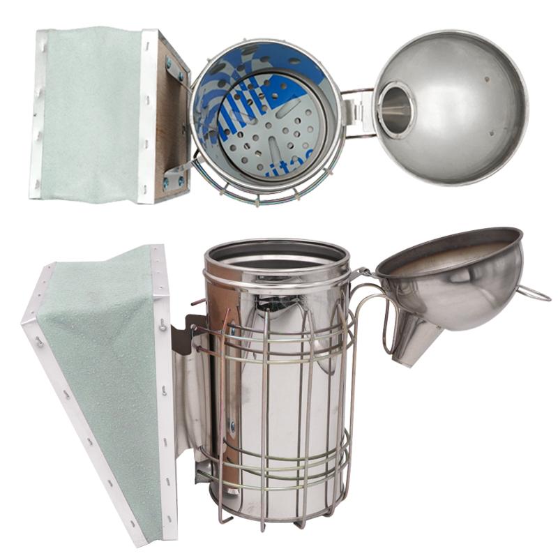 Stainless Steel Manual Bee Hive Smoker Transmitter Kit With Galvanized Sheet Beekeeping Tool Apiculture Smoke Sprayer or a Bomb