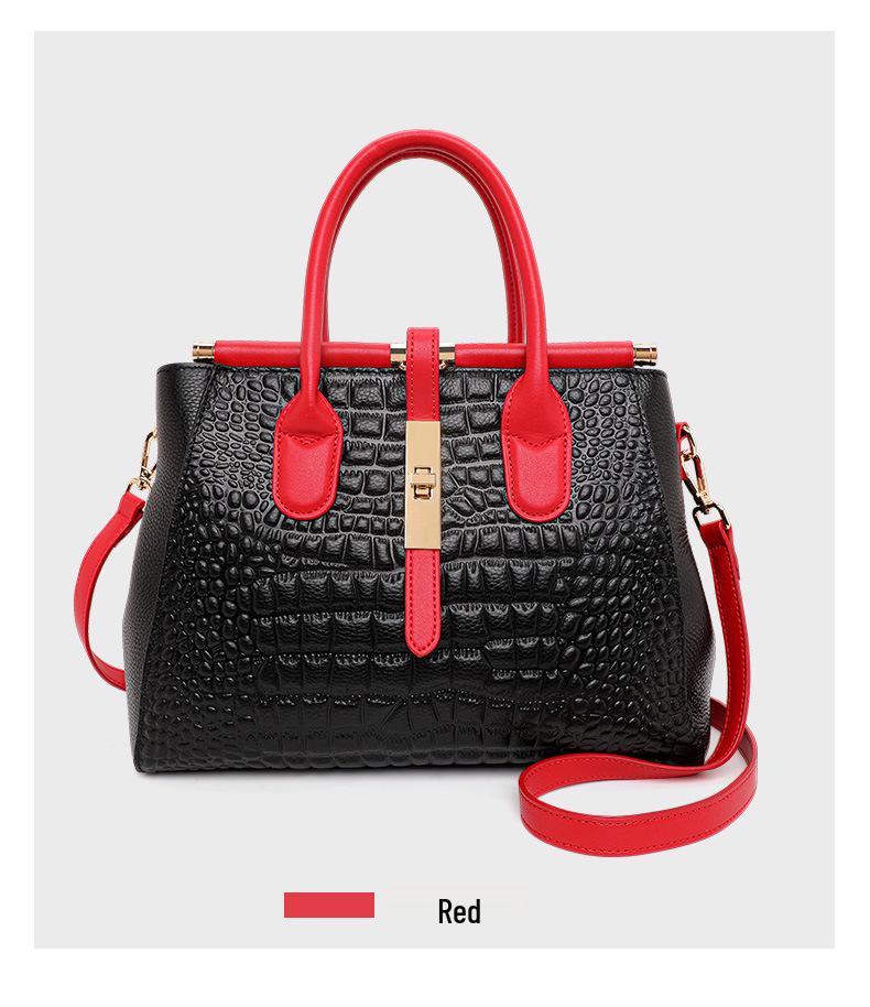 2025 Luxury Women's Genuine Leather Handbag, High-Capacity Stone Pattern Design