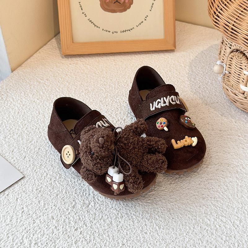 Kids Cute Bear Decor Soft Bottom Casual Slip On Shoes 26