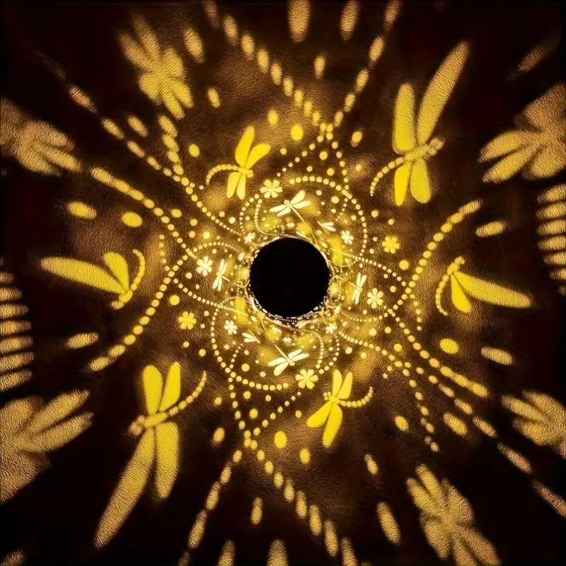 Retro Dragonfly Solar Projection Lamp - Outdoor Iron Art Landscape Decor