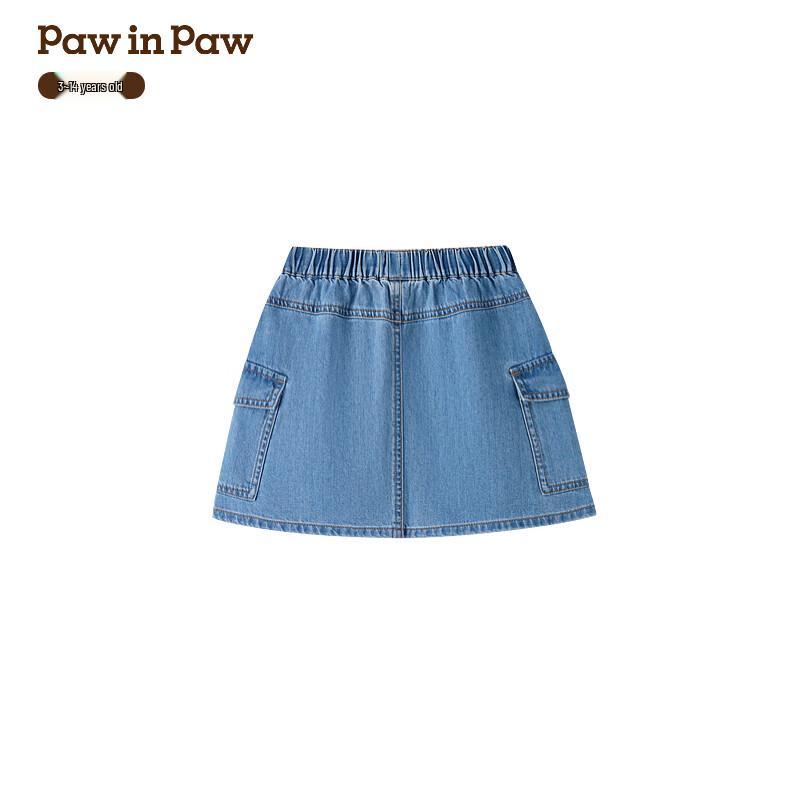 PawinPaw Girls' Cartoon Bear Denim A-Line Skirt