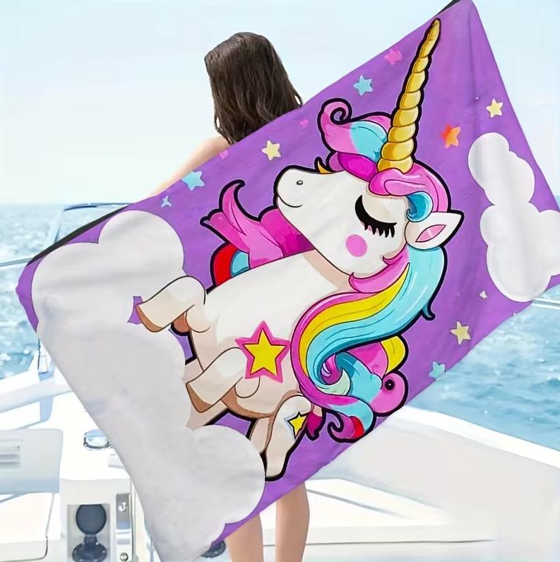 1 Unicorn Printed Beach Towel Modern Microfiber Bath Towel Suitable for Vacation Travel Bathing Swimming Beach Towel