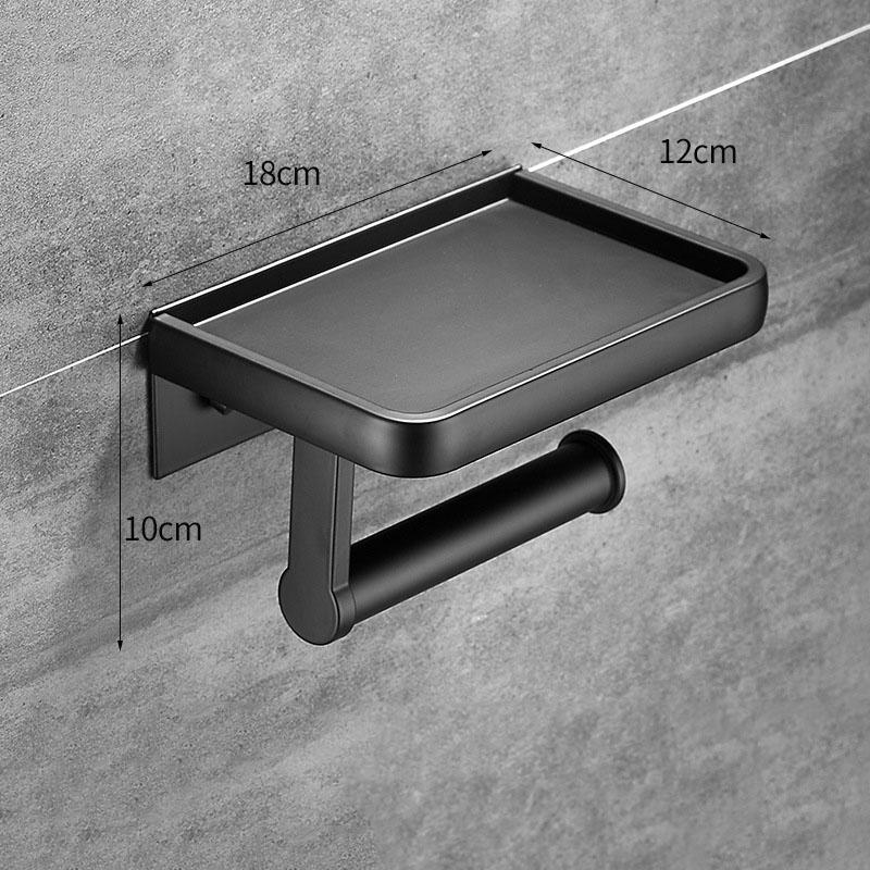 Black/White Aluminum Bathroom Paper Towel Holder Black Gold Toilet Roll Holder Mobile Phone Holder Toilet Paper Storage Rack