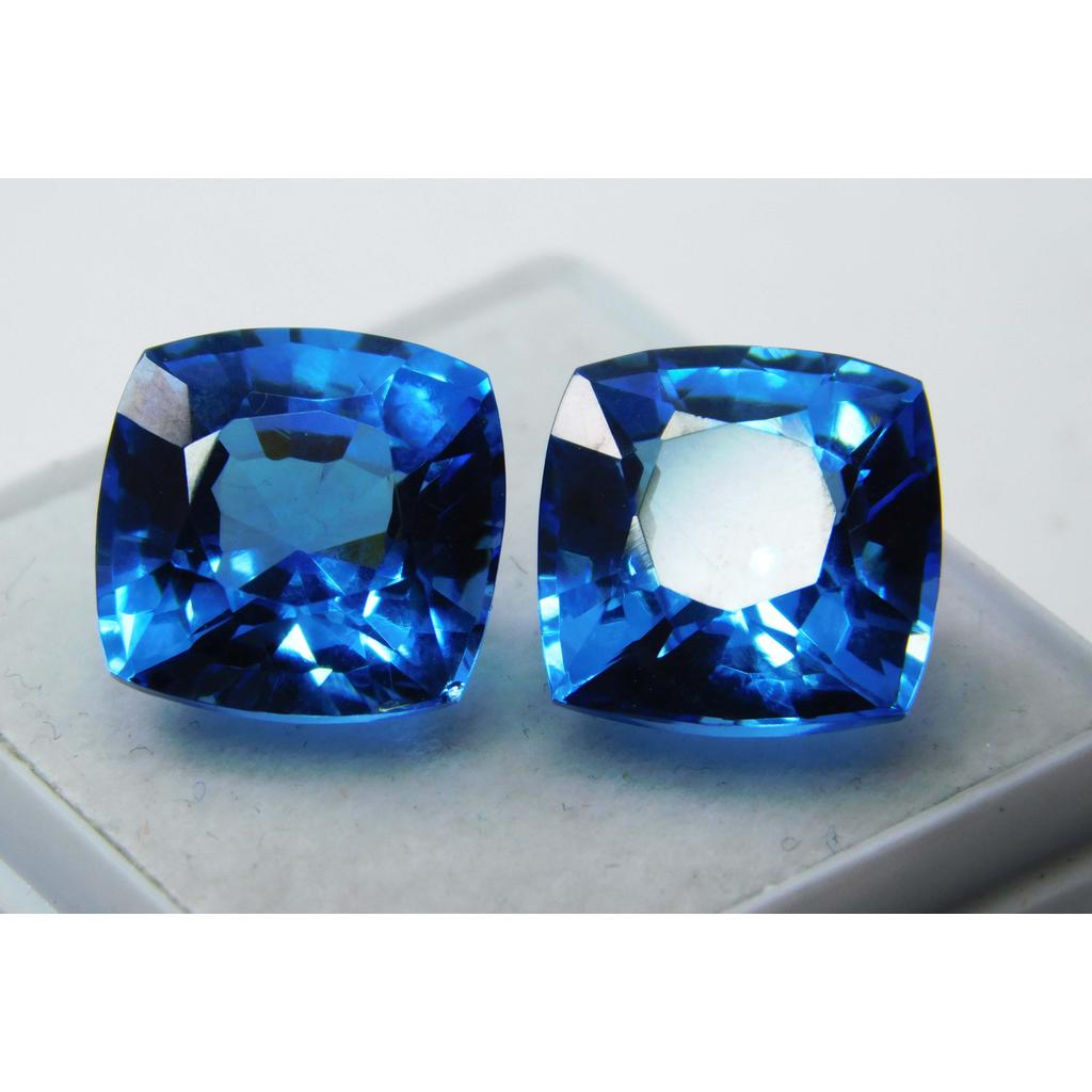 Square Cushion Cut 21.45 Ct Pair Natural CERTIFIED Blue Sapphire Loose Gemstone A-1634
