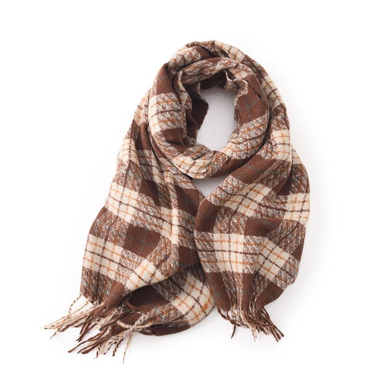 Scarf Women's Winter High End New Thickened Warm Scarf Plaid Shawl Versatile Autumn and Winter