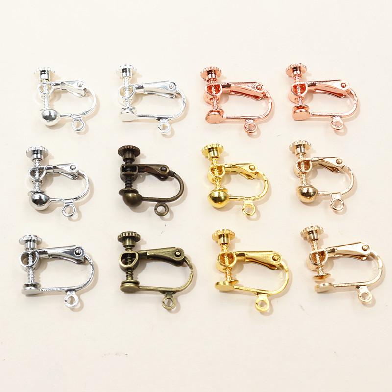 10 Stück 15x13mm Messing-Schraubohrclip-Fassungen, drehbare Pads, Rohlinge für DIY-Schmuckherstellung