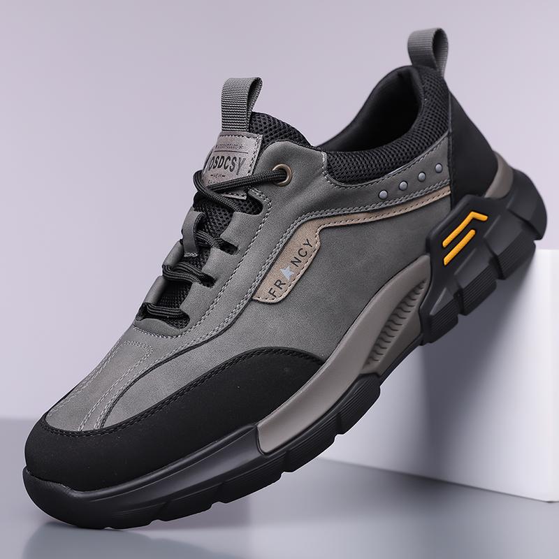 

Модная городская повседневная кожаная мужская обувь Высококачественный комфорт Плоская подошва Противоскользящая спортивная обувь Бренд Уличная универсальная обувь 48 чёрный