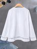2025 Women's Long Sleeve Lace Patchwork Casual Shirt - Elegant Solid Color