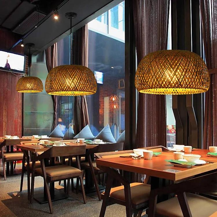 E27 DIA.30cm Japanese Style Bamboo Pendant Lights Hat Shade Pendant Lights Home Decor Indoor Hanging Chandelier Lamp