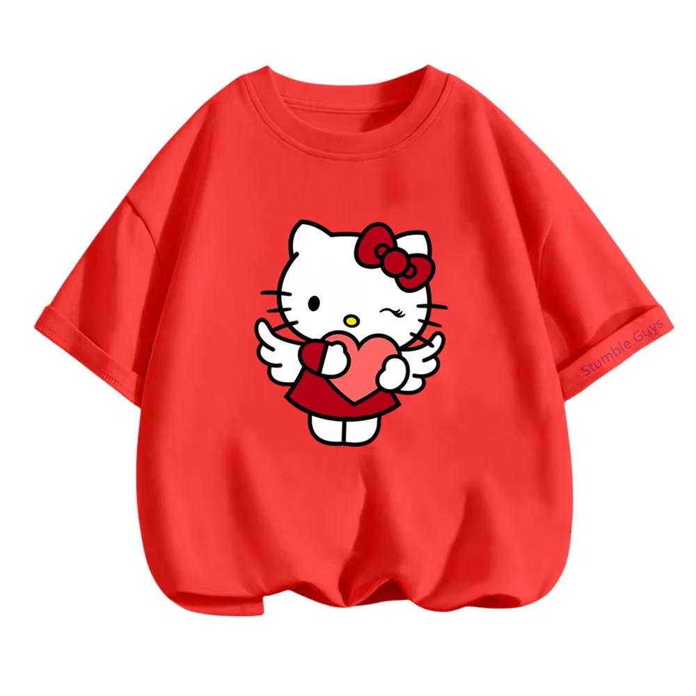 

2026 Sanrio Kawaii My Melody Fashion Tee Casual Short Sleeve Boys Clothes Girls Comfortable summer childrens casual Tshirt S