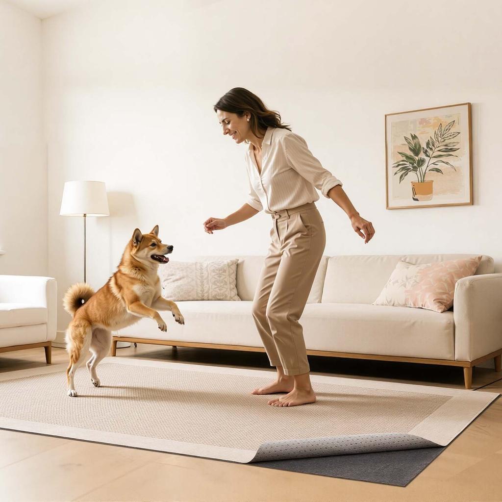 Rug Pad 3.05 x 4.27 m, Non-slip Carpet Area Pad, Rug Mat Padding with Dual Surface Felt Cushion & Rubber Gripper, Hardwood Floor Protection for All