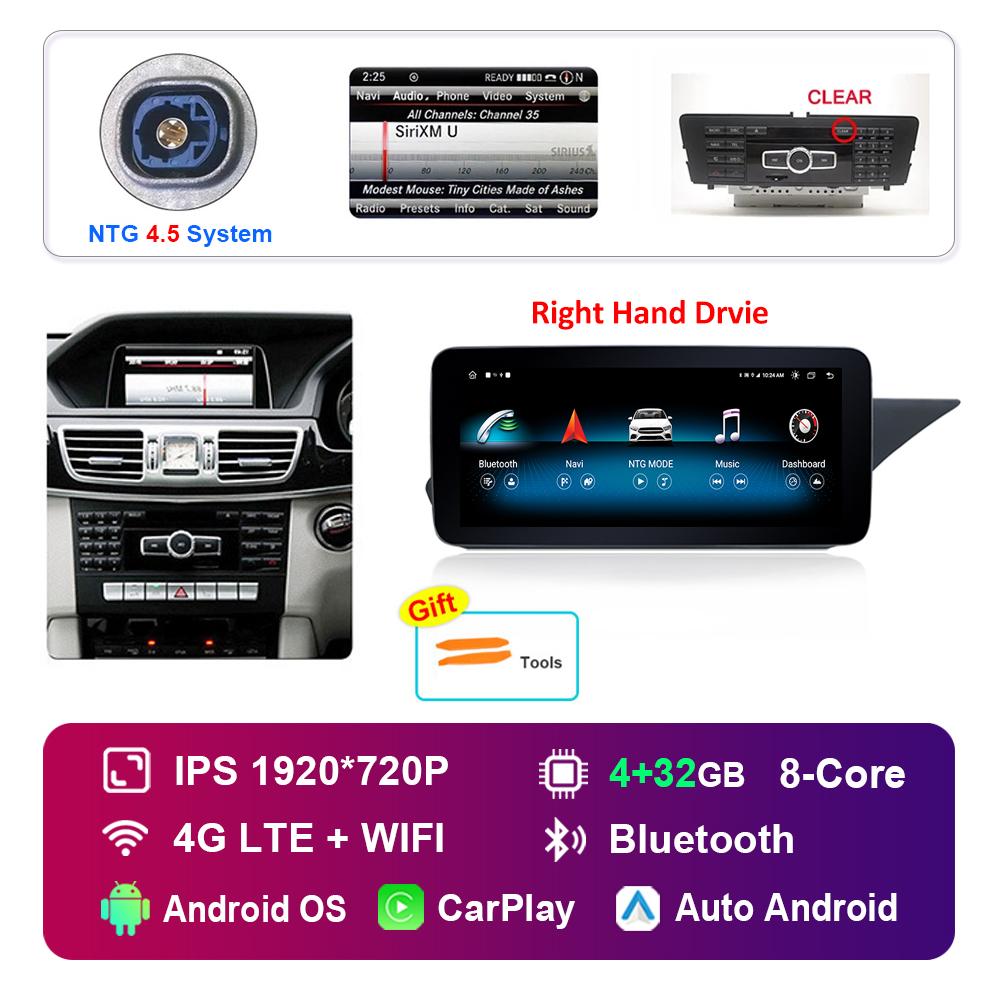 10.25 Inch Right Hand Drvie for Mercedes Benz E Class W212 2009 - 2015 NTG 4.0 4.5 System Android Car Radio Multimedia Player