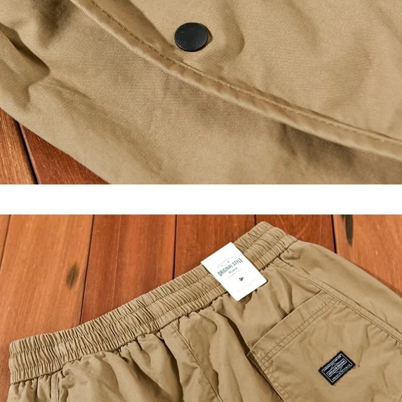 Zimní teplé kalhoty pro muže High Street ležérní khaki cargo kalhoty bavlna stahovací šňůrka elastický pas fleecové volné kalhoty mládežnická móda pánské kalhoty