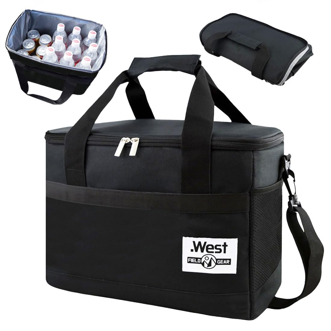 

Outdoor Guide Recommended Cooler Box Large Capacity 20L, 4-Layer Insulated, Foldable, Compact Cooler Bag (Black)