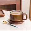 Europeisk Stil Glas Kaffekopp Fat Genomskinlig Glasmugg Utsökt Eftermiddag Kamelia Te Kaffemugg Hem Frukost Mjölkkopp