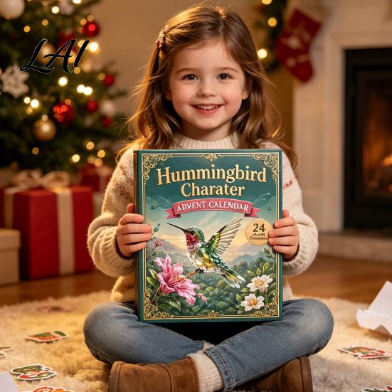 Calendario dell'Avvento di Natale 2026 Calendario Colibrì Set di Ornamenti in Acrilico a 24 Giorni con Figura di Uccello Bomboniere per Feste di Natale Albero Countdown Decorazione da Appendere,