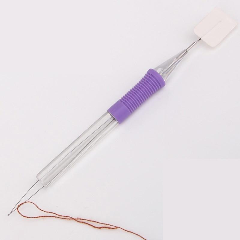 5Pieces Punching Needle Embroidery Pen with Needle Threader Punching Needle Tool ABS Embroidery Pen for Stitching Craft