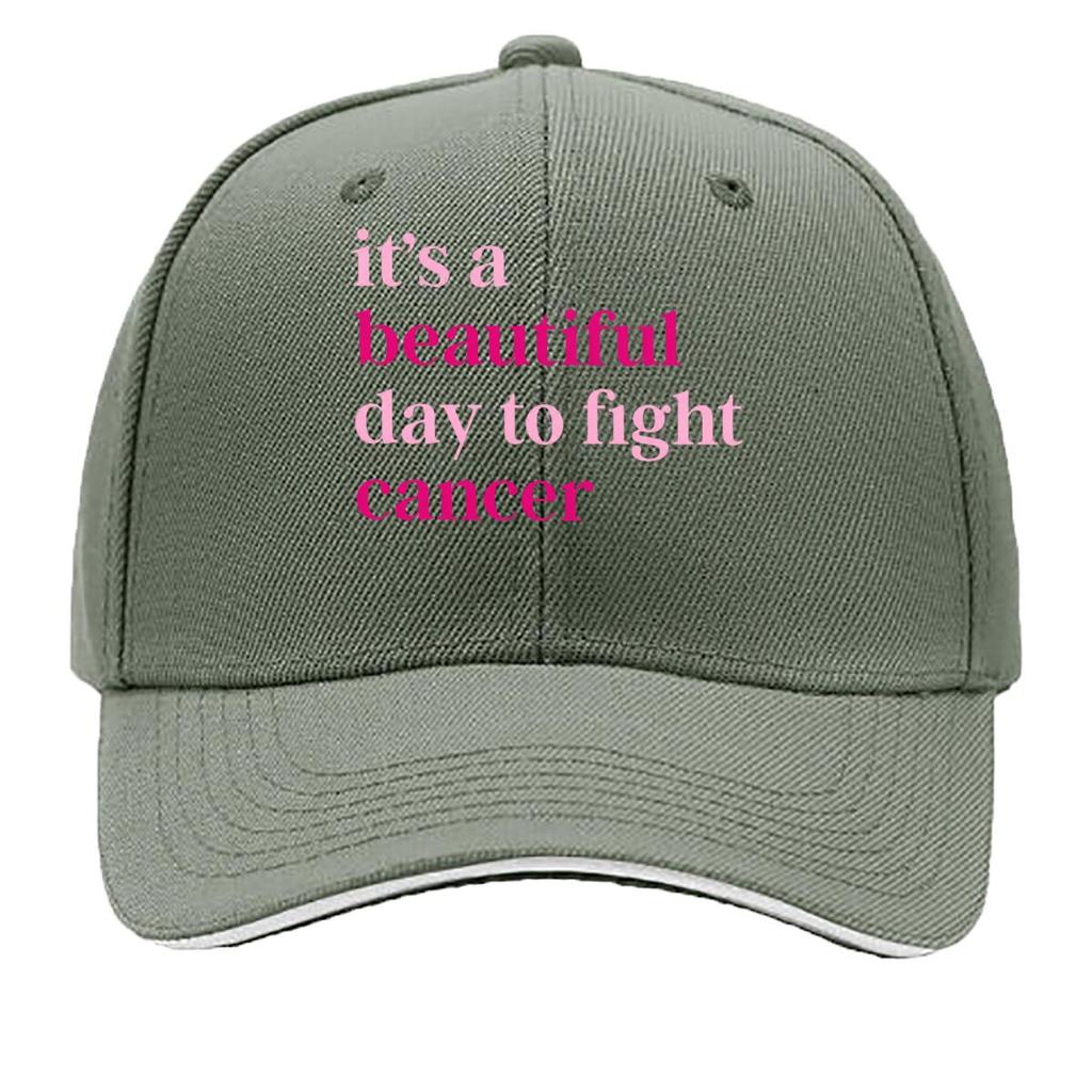 Its A Beautiful Day To Fight Cancer Pink Quote Sandwich Baseball Cap Sun Cap Outdoor Workouts Hat