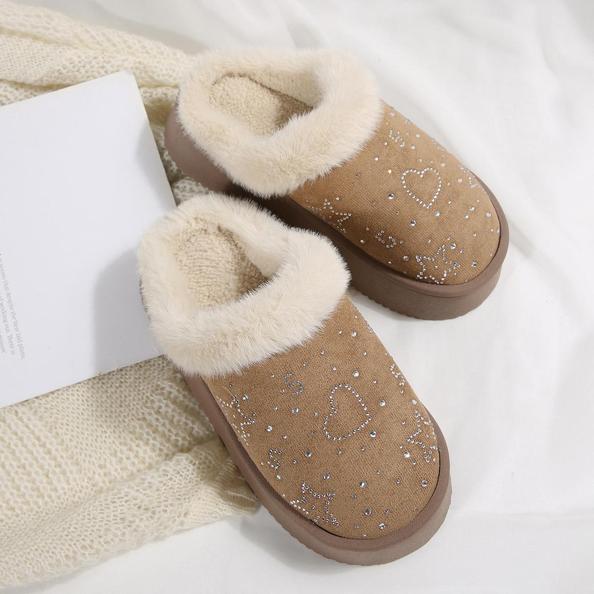 Women s Thick,Soled Plush Snow Boots, New ,Winter , Sequined Upper, Plus Size Shoes S бежевый