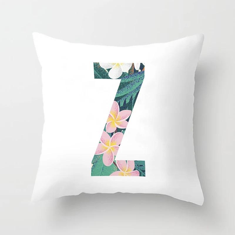 Luxury Home Pillowcase Square Office Decoration Cushion Cover Simple Floral English Letter Pattern Decoration