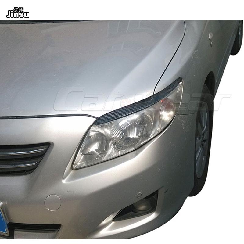 Carbon Fiber Car Headlight Eyebrow Cover Trim Sticker Head Lamp Eyelid For Toyota Corolla 10th 2007 - 2009 Fiber Glass Eyebrow