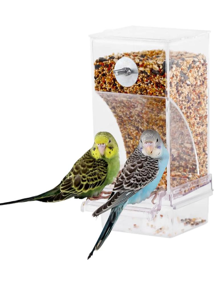 Kein Chaos Automatischer Vogelfutterspender Transparenter Futterbehälter Käfig Papageienfutterspender Zubehör für kleine Vögel Papagei