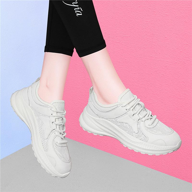 Spring and Summer Low-top Sports Casual Shoes Breathable Thick Black Pull-up Ring Fashion Light Running Sports Women's Shoes