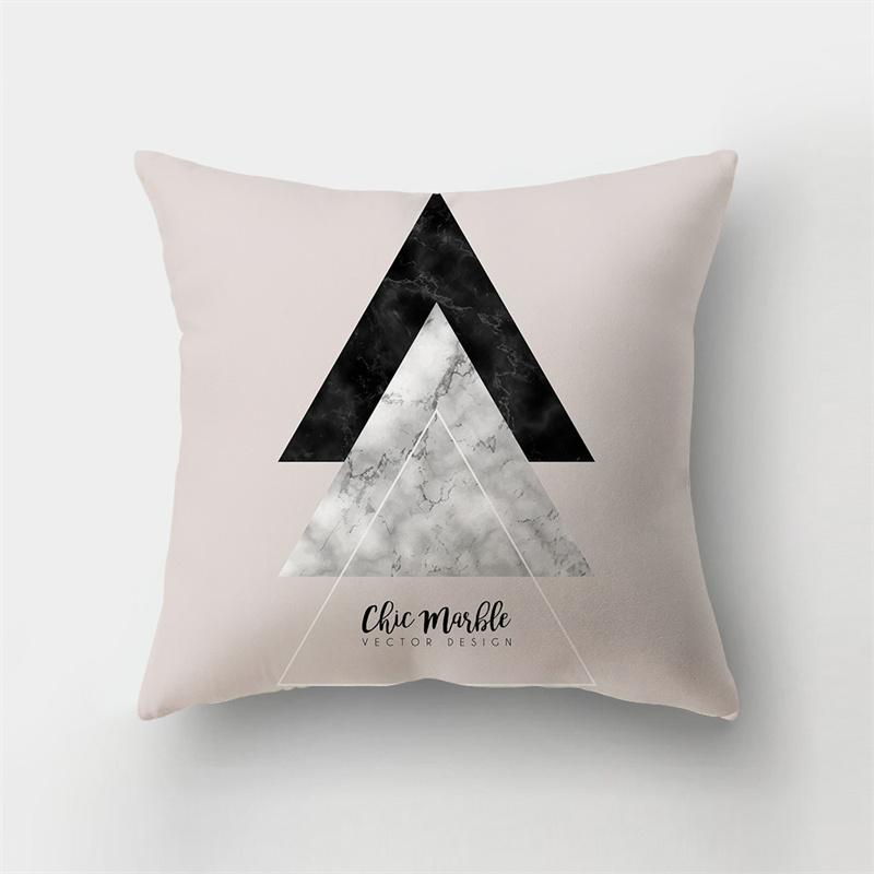 45x45cm Abstract Geometric Print Cushion Cover Marble Pillow Cover Polyester Short Plush Patchwork Sofa Home Decor Cushion Cover
