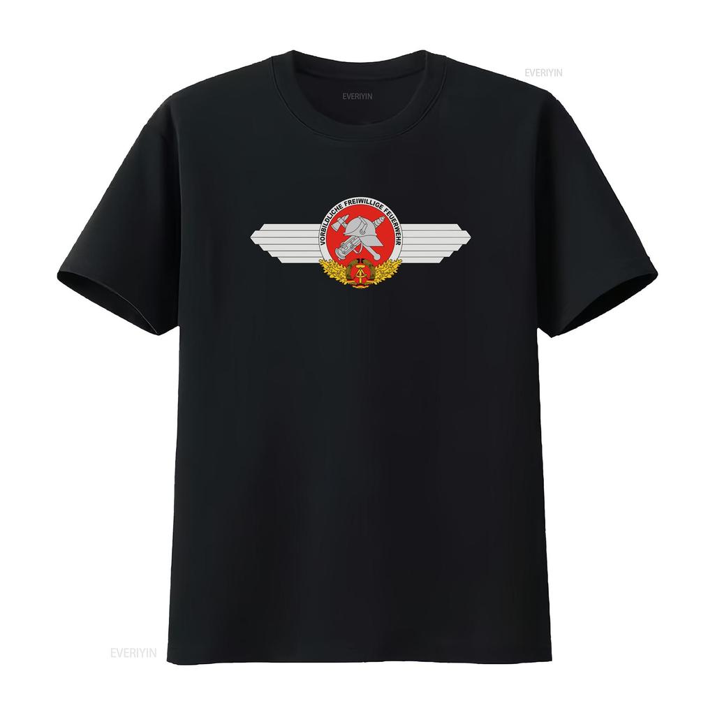 Vintage Fire Brigade GDR FFW Model Live Volunteer Coat of Arms Logo Badge T Shirt 34085 vintage Washed Comfortable