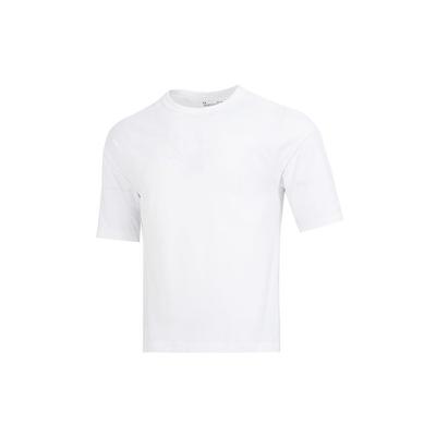 Solid Color Logo Embroidery Crew Neck T-Shirt Men Tops White 1376616-100