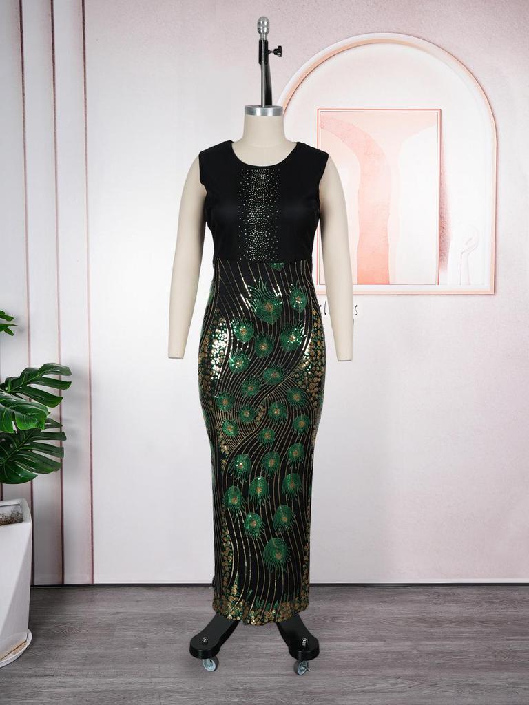 African Print Vest Dress: Women's Fashion Commuting Hip-Hugging Skirt, European and American Style.
