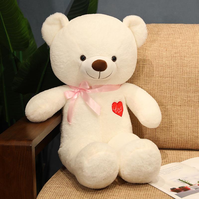 Adorable Bow Love Heart Teddy Bear Plush Toy Cute Soft Stuffed Animals Bears Doll Girls Hug Pillow for Lovers Valentine Gifts