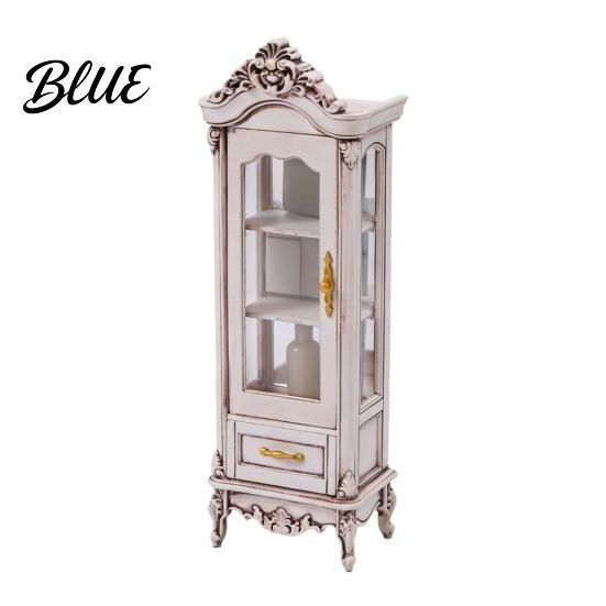 Retro Miniature Storage Shelf Curio Cabinet, 1/12 Scale Mini Wine Wooden Tiny Display Cabinet with Doll Mansion Drawers Drawer, Vintage Furniture for
