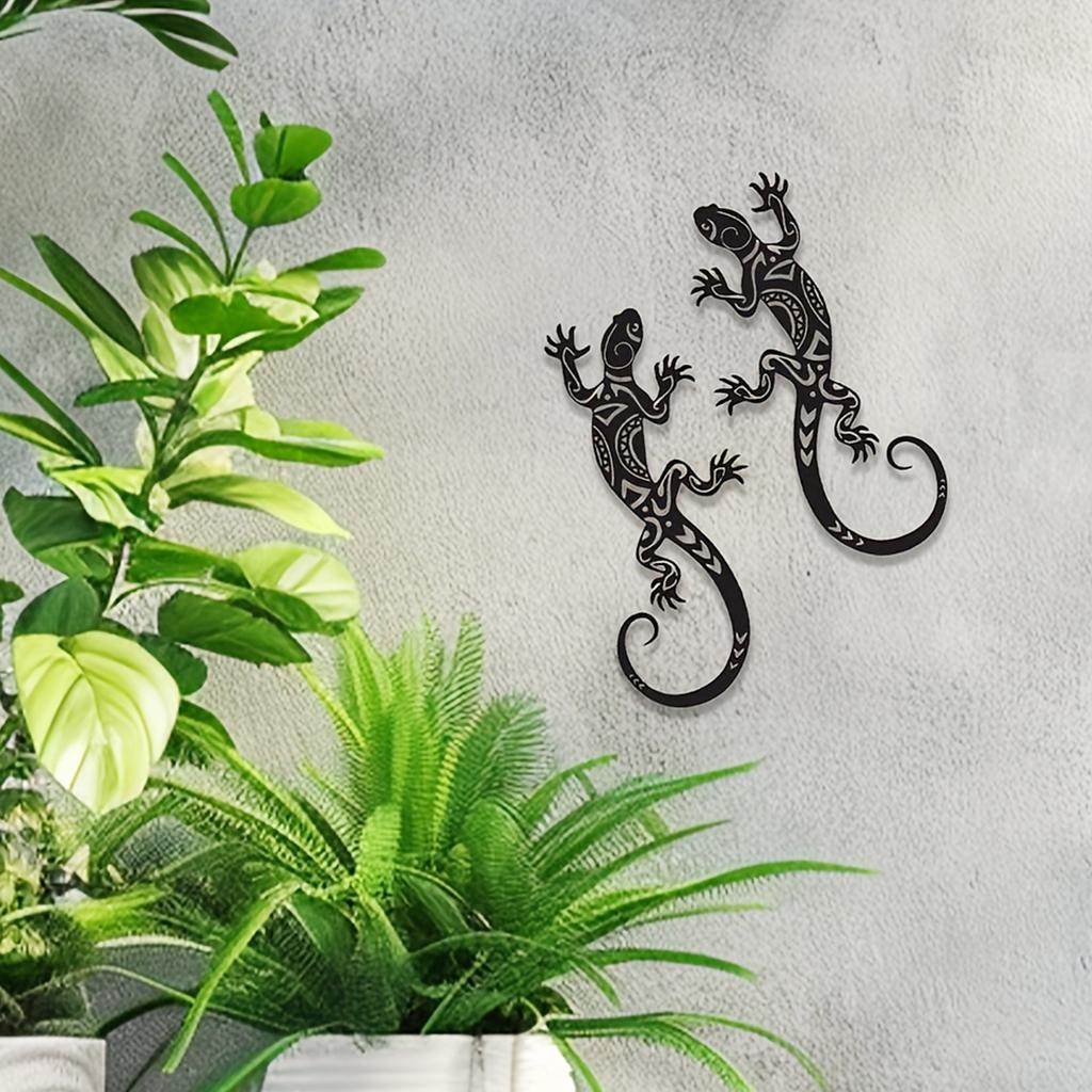 2Pc Iron Gecko Decorative Wall Decoration, Metal Lizard Wall Decoration, Indoor and Outdoor Decoration, Unique Home and Garden Reptile Decoration