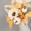 Artificial Flower Bouquets Artificial Leaf Simulation Pumpkin Branch In Metal Vase for Thanksgiving Halloween Decoration