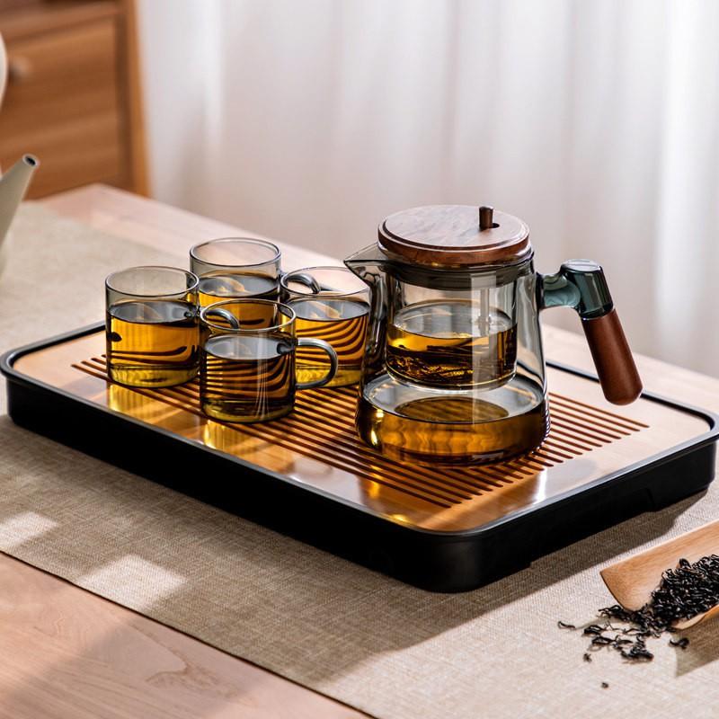 Glass Infuser Teapot With One-Press Filter Heat-Resistant Borosilicate Tea Maker Loose Leaf 600ml/900ml Minimalist Design