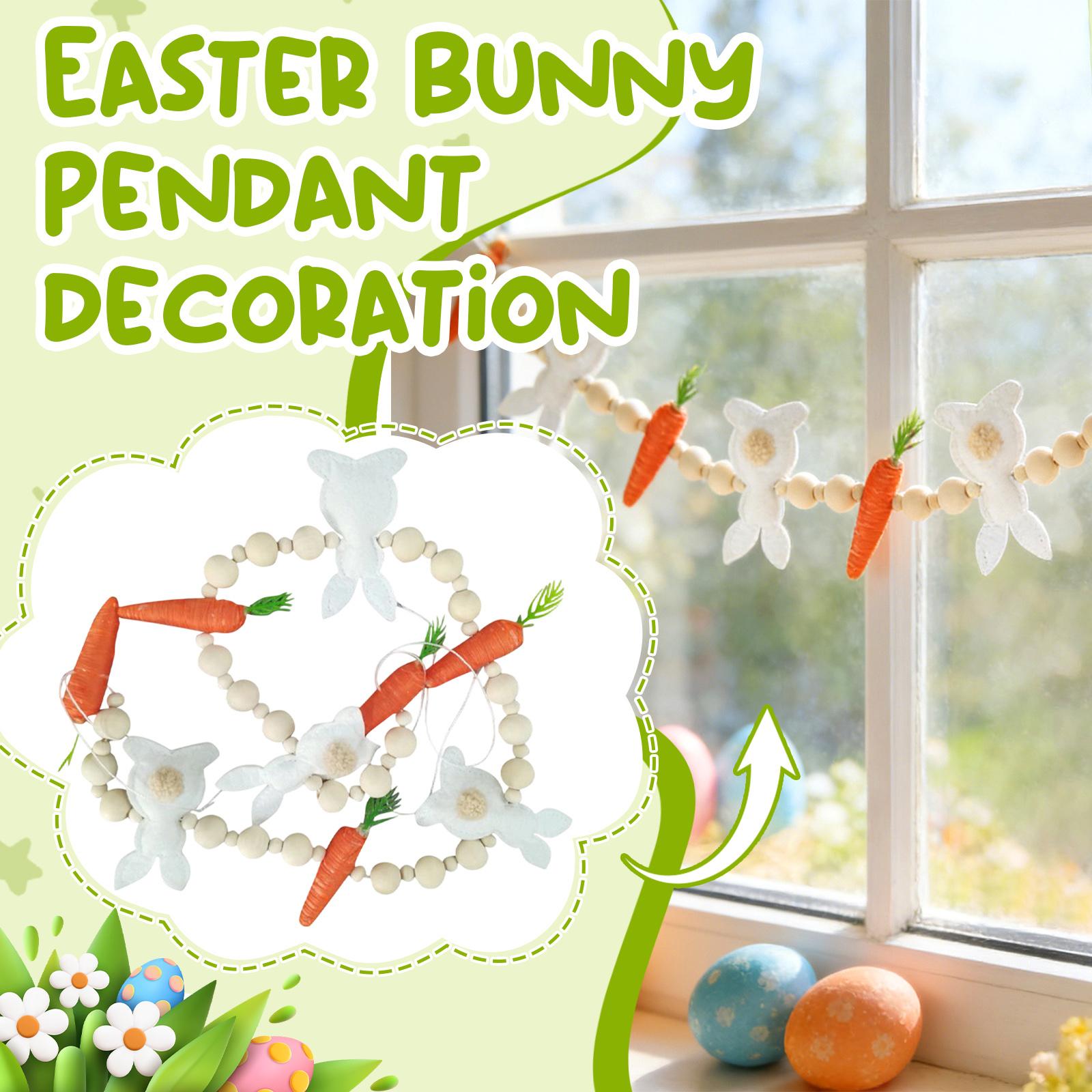 

Easter Bunny Carrot Wreath Pendant Spring Decorative Garland One Size