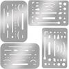 4 Pieces Eraser Shield Eraser Template Stainless Steel Erasing Shield Metal Drawing Template Shield Drafting Tools for Mechanical Design