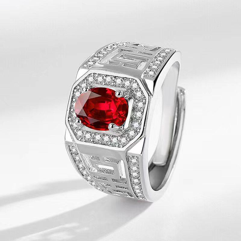 New Product Real Emerald Men's Ring Zircon Inlaid European and American Fashion Domineering Men's Ring