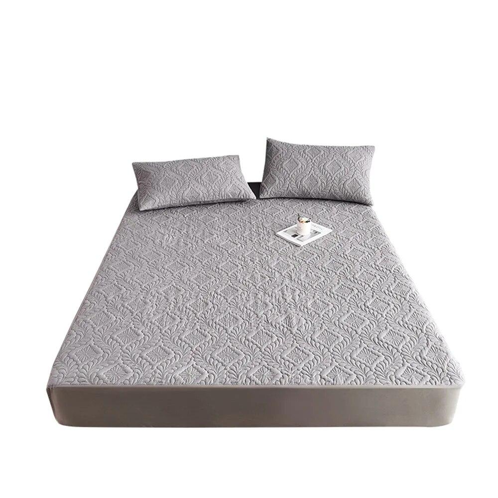 Gesteppter wasserdichter Matratzenbezug, geprägte Bettwäsche, Matratzenschoner, milben- und antibakteriell, Spannbettlaken, ohne Kissenbezug