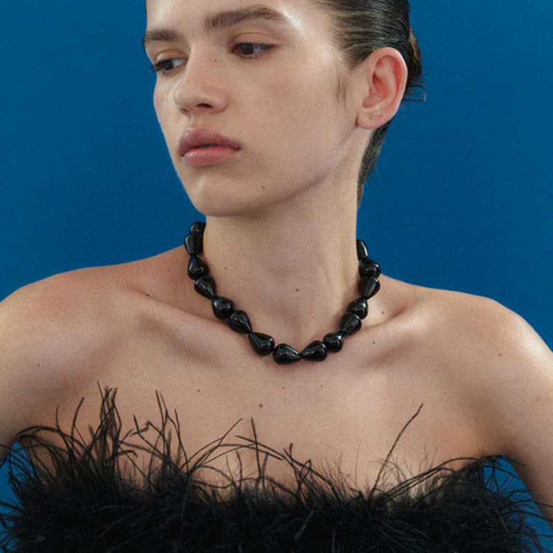 MIDNIGHT MOMENT Black Drop Necklace