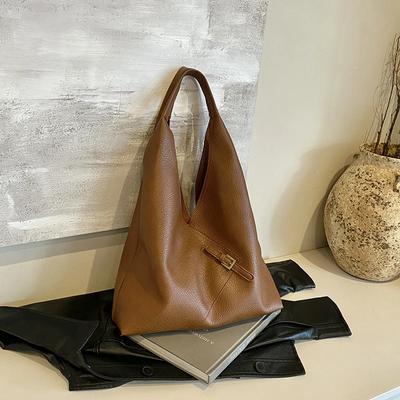 High Capacity Hasp PU Bag  Simple Fashion Bag  Versatile Soft Western Style Shoulder Bag
