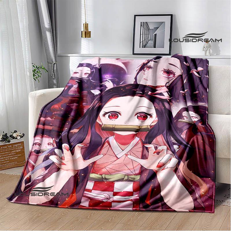 Demon Slayer s potiskem Dětská teplá deka Flanel Měkká a pohodlná deka na piknik Dárek k narozeninám