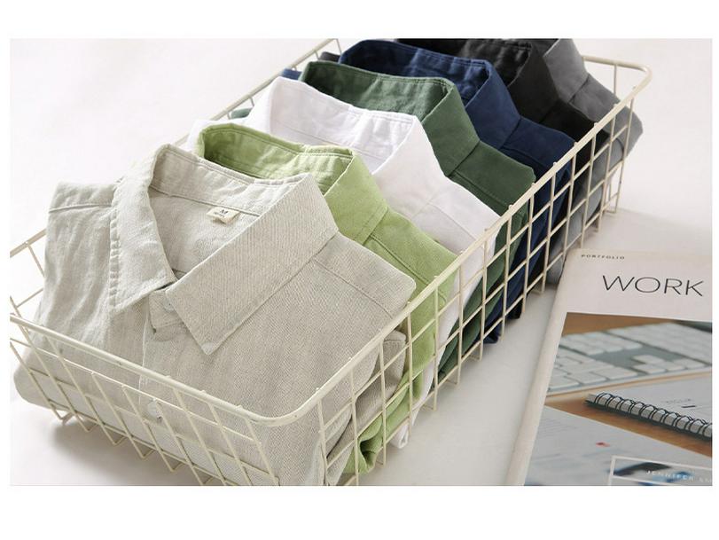 Men's Long Sleeve White Linen Shirt – Breathable, Casual, Korean Style for Spring/Summer