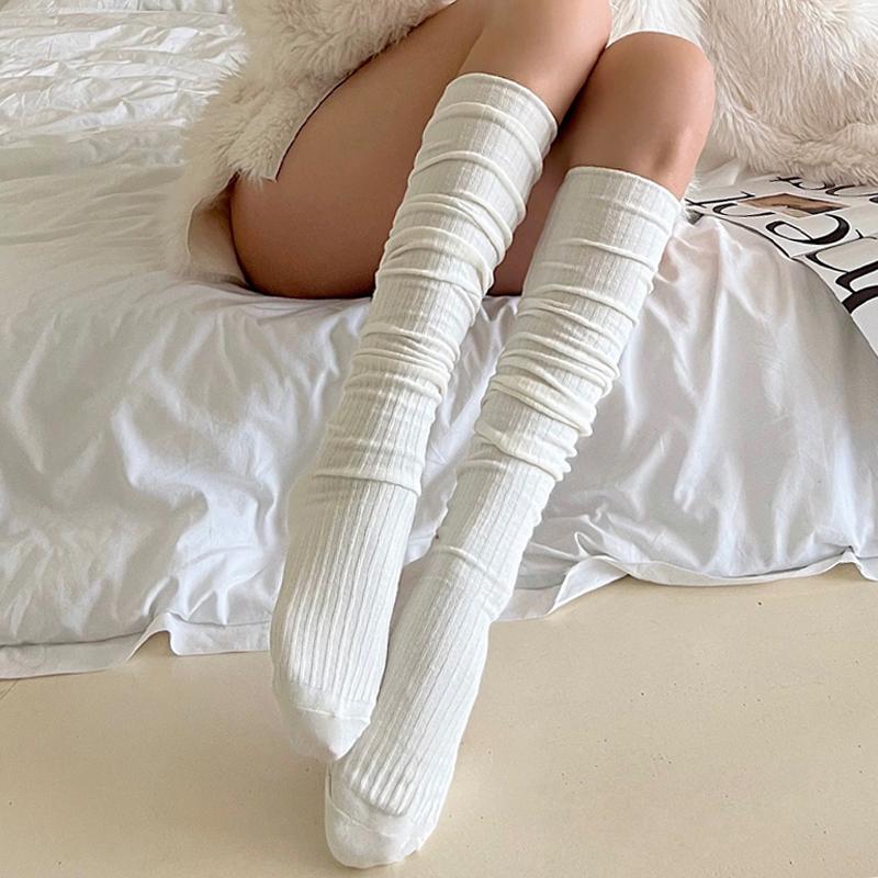 New Women Long Boots Socks Winter Pile Sock Black Gray and White Versatile JK Thigh Sock Pure Cotton Warm Knee Socks